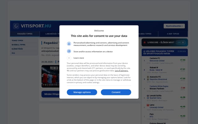 Screenshot of vitisport.hu
