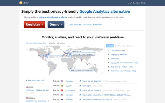 Screenshot of clicky.com