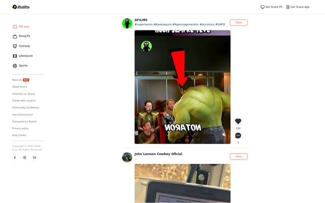 Screenshot of snackvideo.com