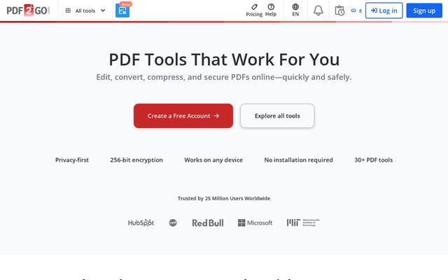 Screenshot of pdf2go.com