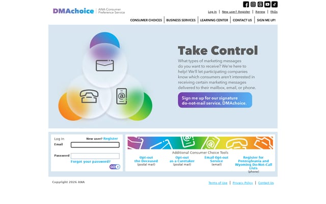 Screenshot of dmachoice.org