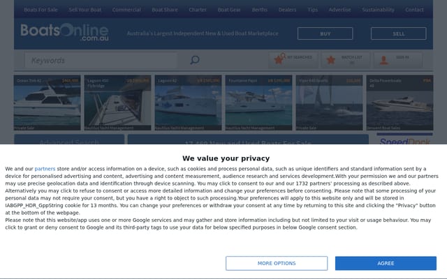 Screenshot of boatsonline.com.au