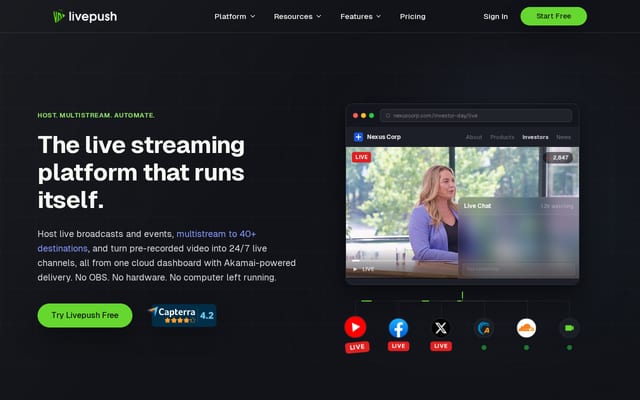Screenshot of livepush.io