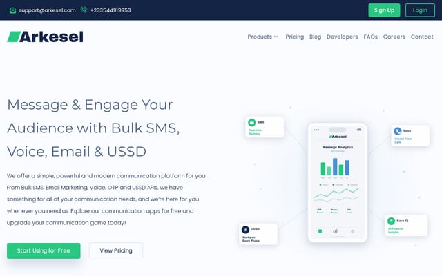 Screenshot of arkesel.com