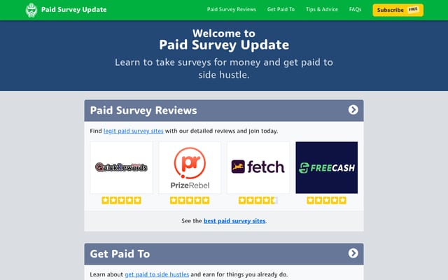 Screenshot of paidsurveyupdate.com