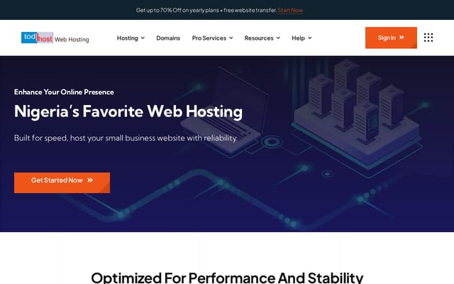 Screenshot of todhost.com