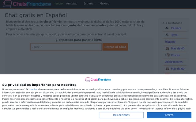 Screenshot of chatsfriends.com