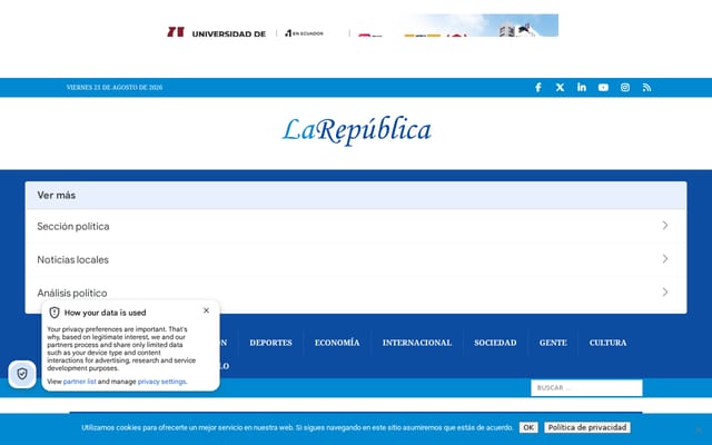 Screenshot of larepublica.ec