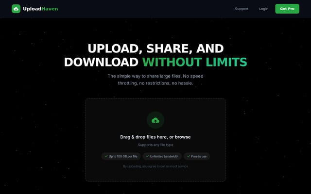 Screenshot of uploadhaven.com