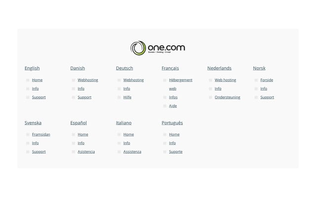 Screenshot of one.com