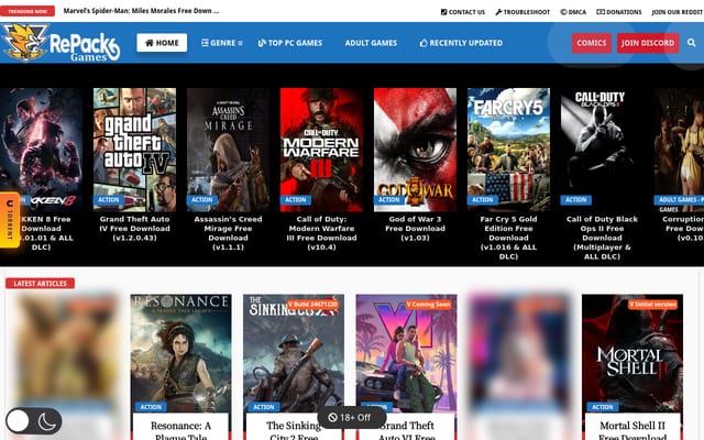 Screenshot of repack-games.com