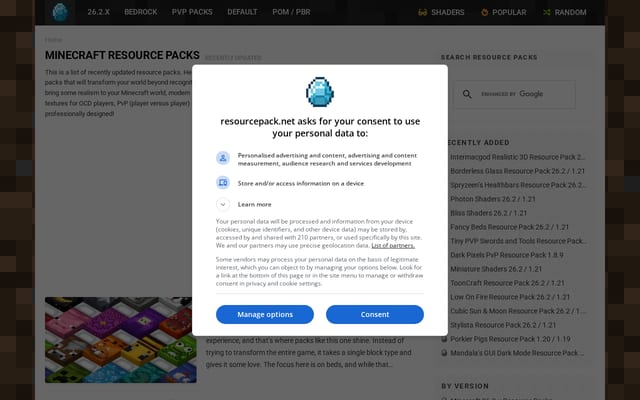 Screenshot of resourcepack.net