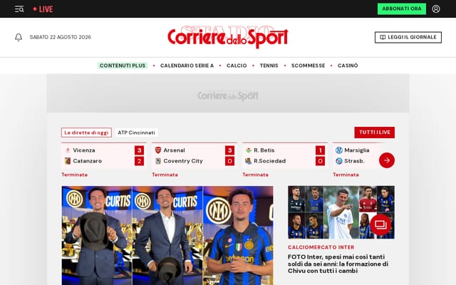 Screenshot of corrieredellosport.it