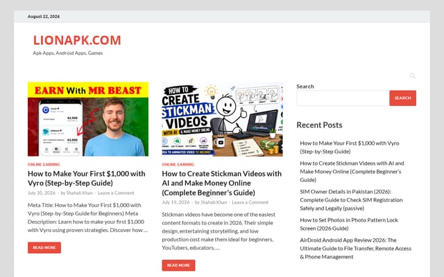 Screenshot of lionapk.com