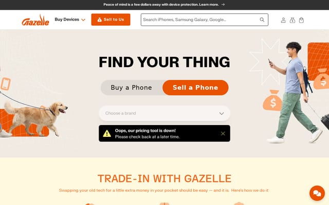 Screenshot of gazelle.com