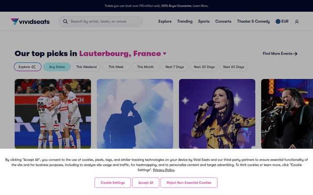 Screenshot of vividseats.com