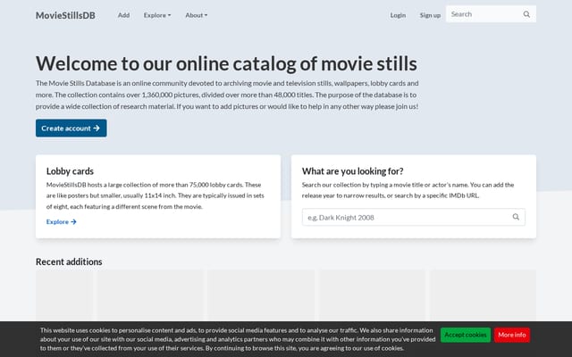 Screenshot of moviestillsdb.com