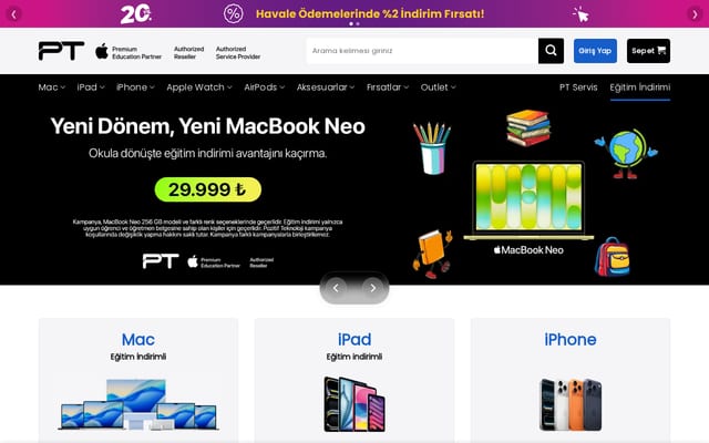 Screenshot of pt.com.tr