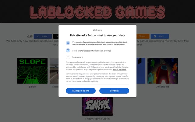 Screenshot of lablockedgames.com