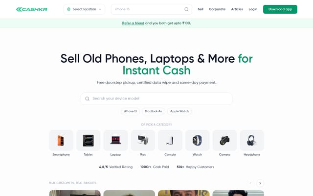 Screenshot of cashkar.in