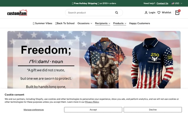 Screenshot of customfam.com