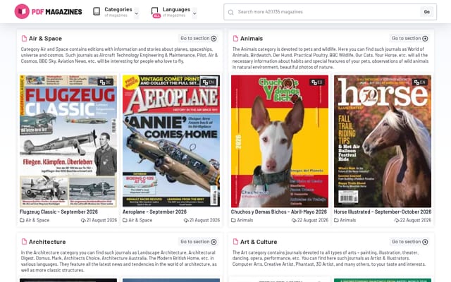 Screenshot of pdf-magazines.org