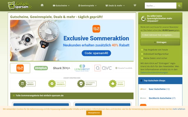 Screenshot of einfach-sparsam.de