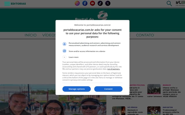 Screenshot of portaldozacarias.com.br