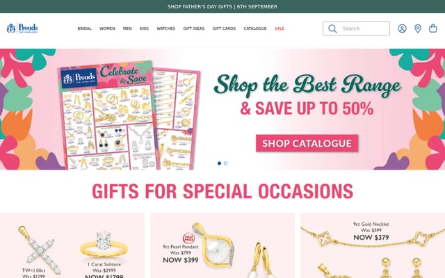 Screenshot of prouds.com.au