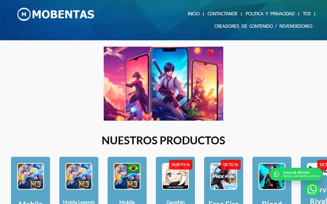 Screenshot of mobentas.com