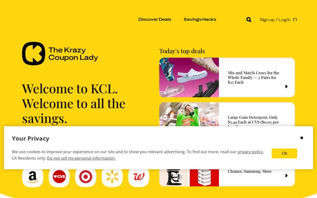Screenshot of thekrazycouponlady.com