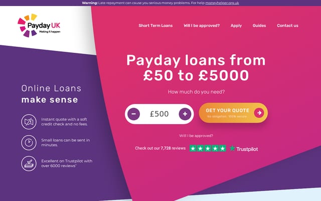 Screenshot of paydayuk.co.uk