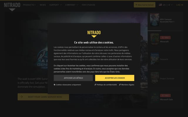 Screenshot of nitrado.net