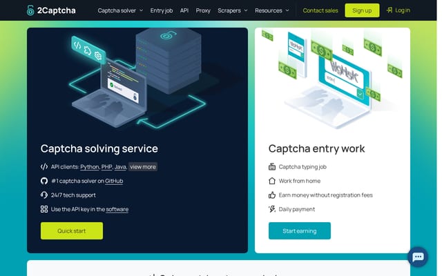 Screenshot of 2captcha.com