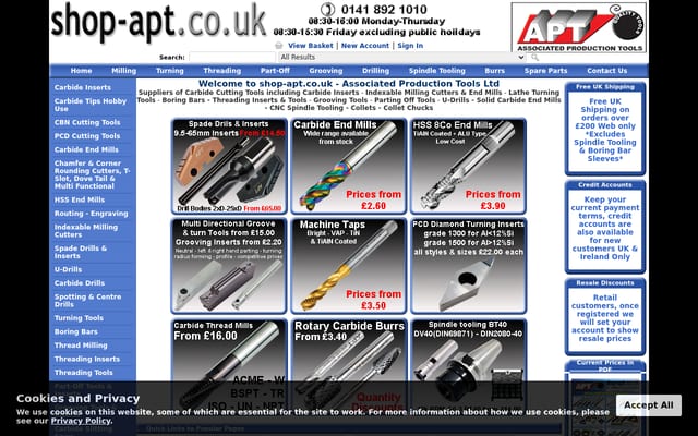 Screenshot of shop-apt.co.uk