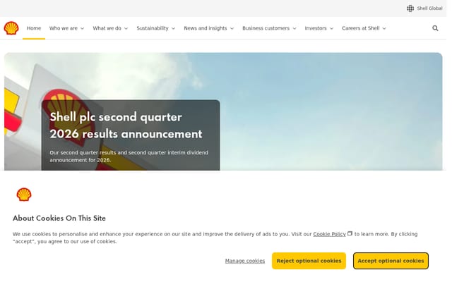 Screenshot of shell.com