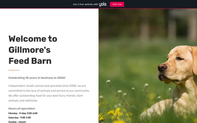 Screenshot of gillmoresfeedbarn.ca