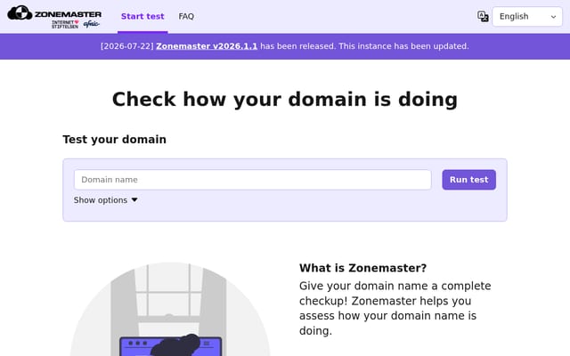 Screenshot of zonemaster.net
