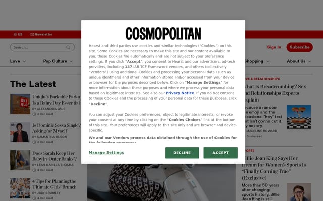 Screenshot of cosmopolitan.com
