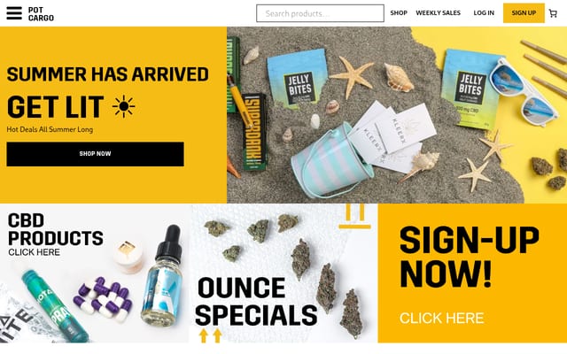 Screenshot of potcargo.com