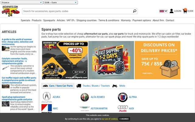 Screenshot of ak24parts.com