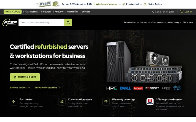Screenshot of pcserverandparts.com