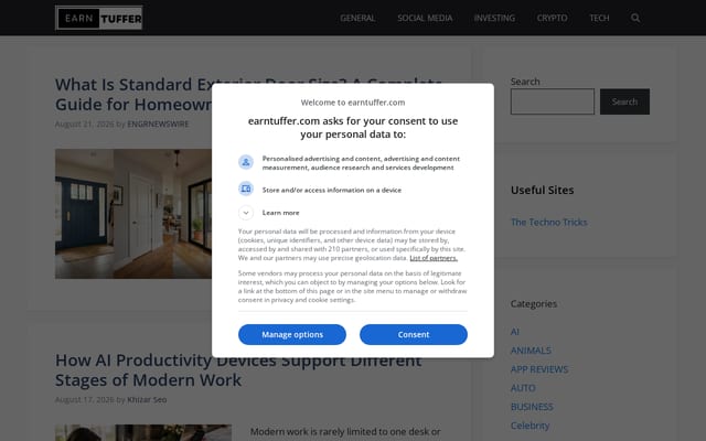 Screenshot of earntuffer.com