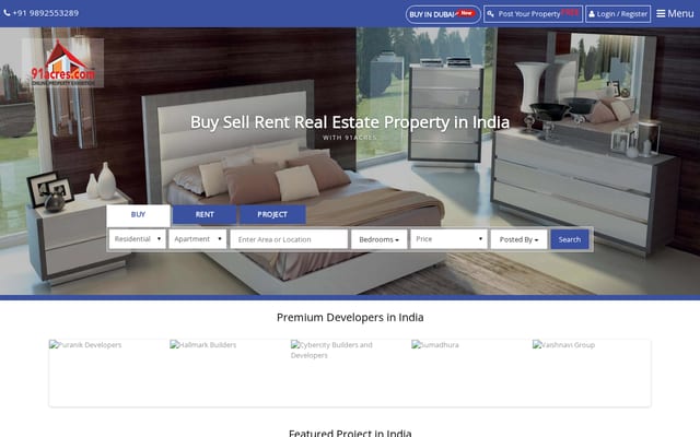 Screenshot of 91acres.com