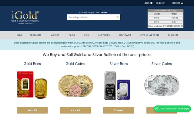 Screenshot of igold.ae