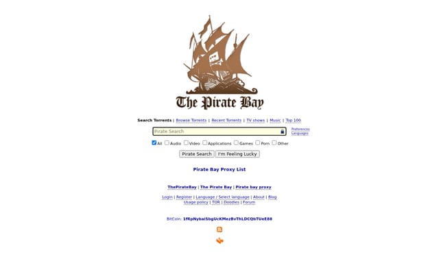 Screenshot of thepiratebay0.org