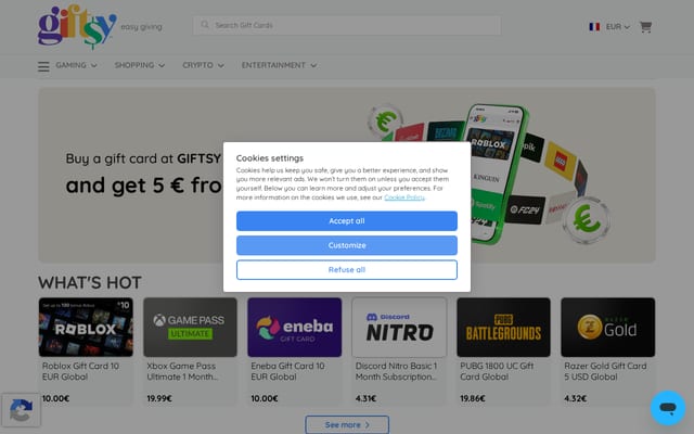 Screenshot of giftsy.com
