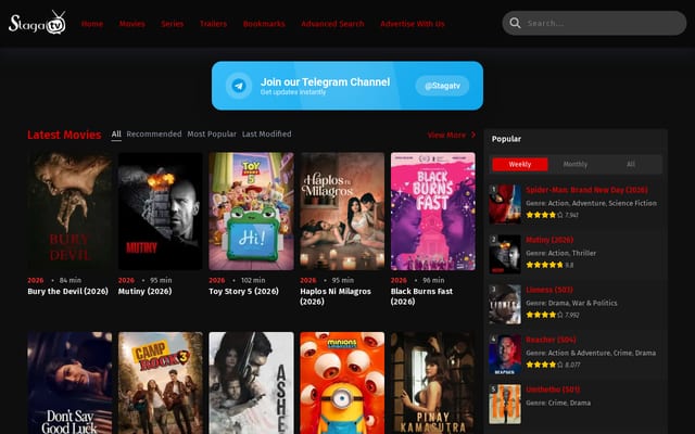 Screenshot of stagatv.com