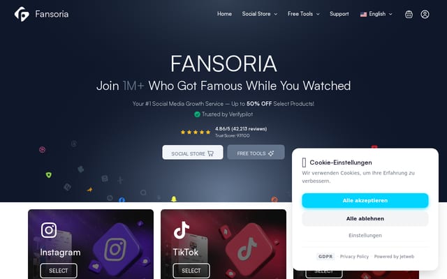 Screenshot of fansoria.com