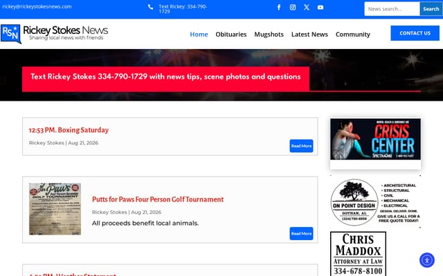Screenshot of rickeystokesnews.com